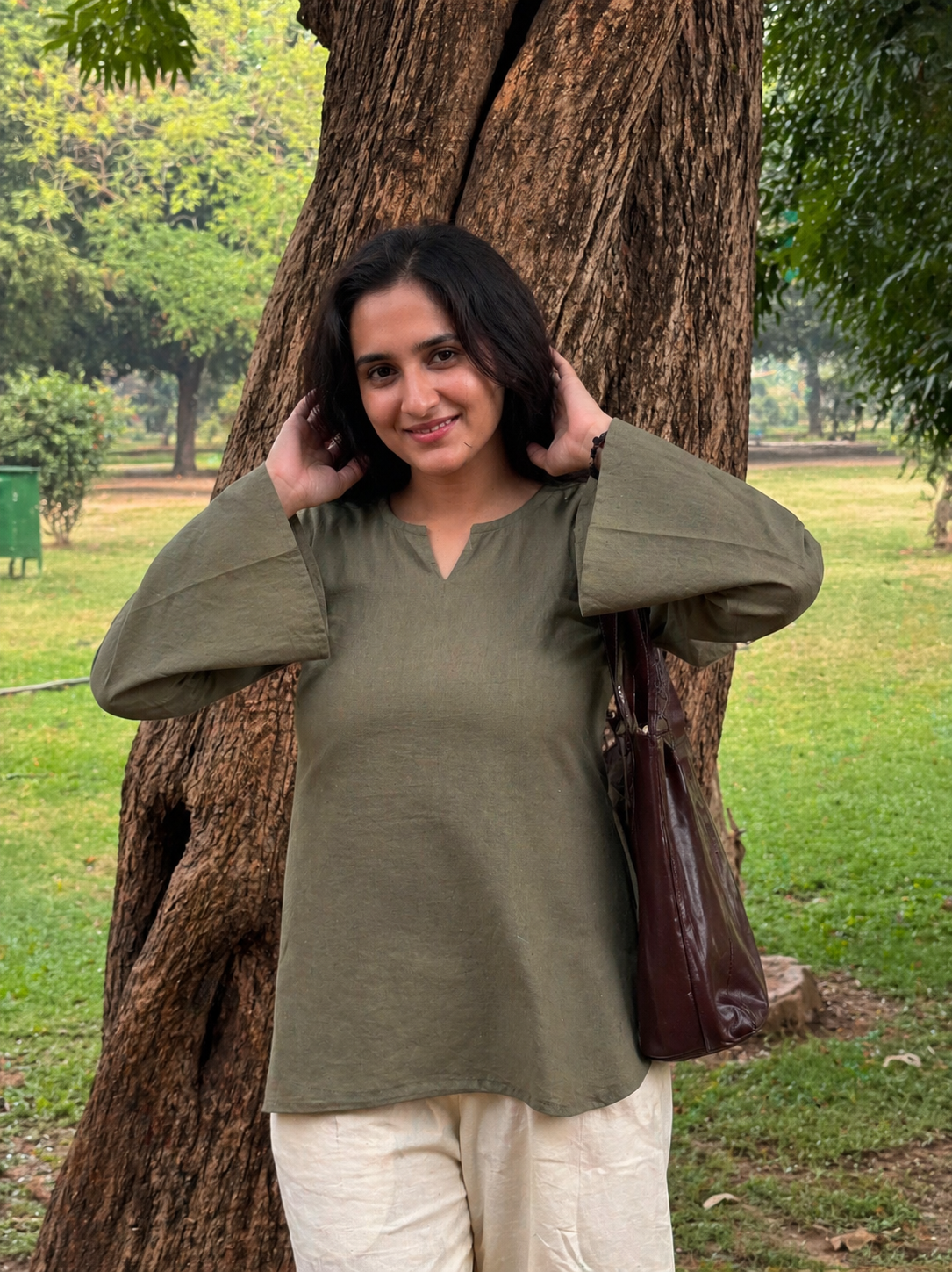 Grey Mood Solid Work Wear Kurti