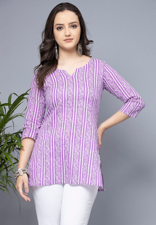 Shions Purple Women Printed Short kurti