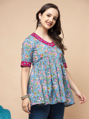 Shions Blue Women Printed Straight Kurta