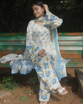Blue Porcelain Farshi Salwar Set with Dupatta