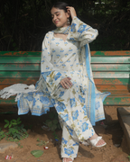 Blue Porcelain Farshi Salwar Set with Dupatta