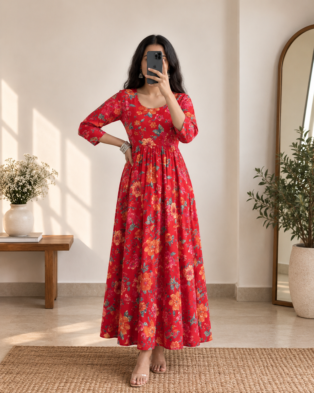 Scarlet Blossom Day Dress