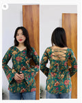 Green Bell Sleeves Short Kurti