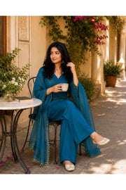 Regal Blue Farshi Salwar Set with Dupatta