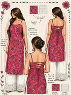 Floral pink Tie back kurti