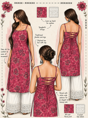 Floral pink Tie back kurti