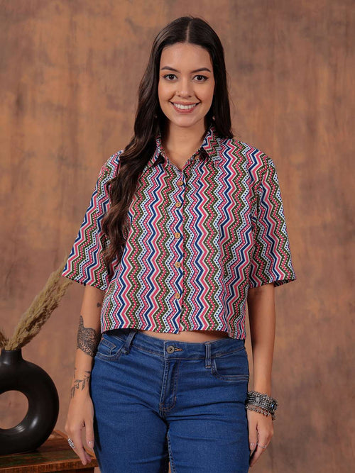 ZigZag Vibe Crop Shirt