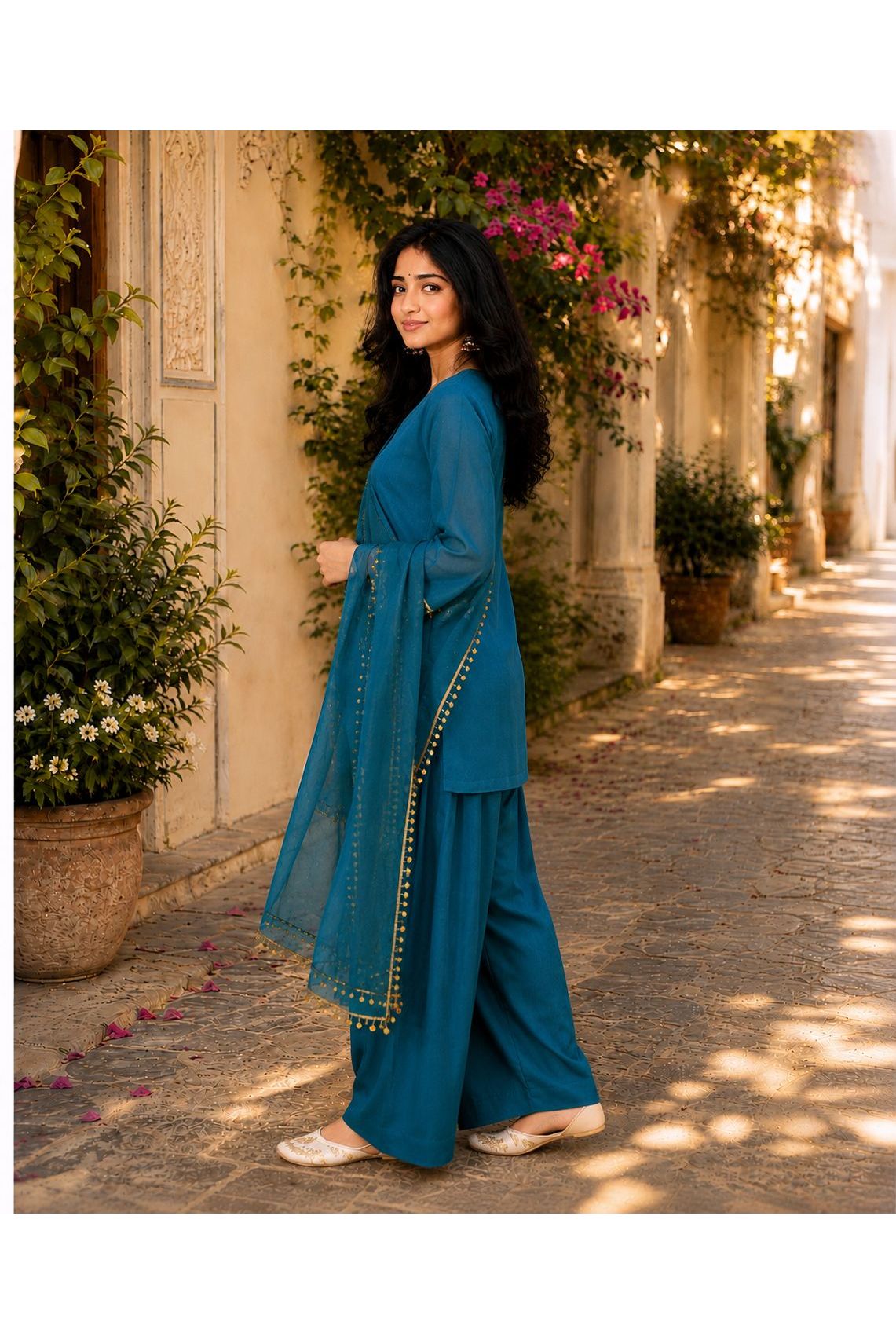 Regal Blue Farshi Salwar Set with Dupatta