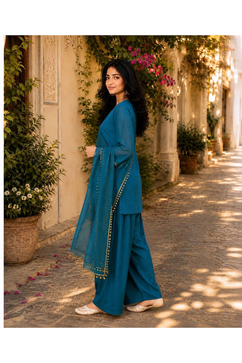 Regal Blue Farshi Salwar Set with Dupatta
