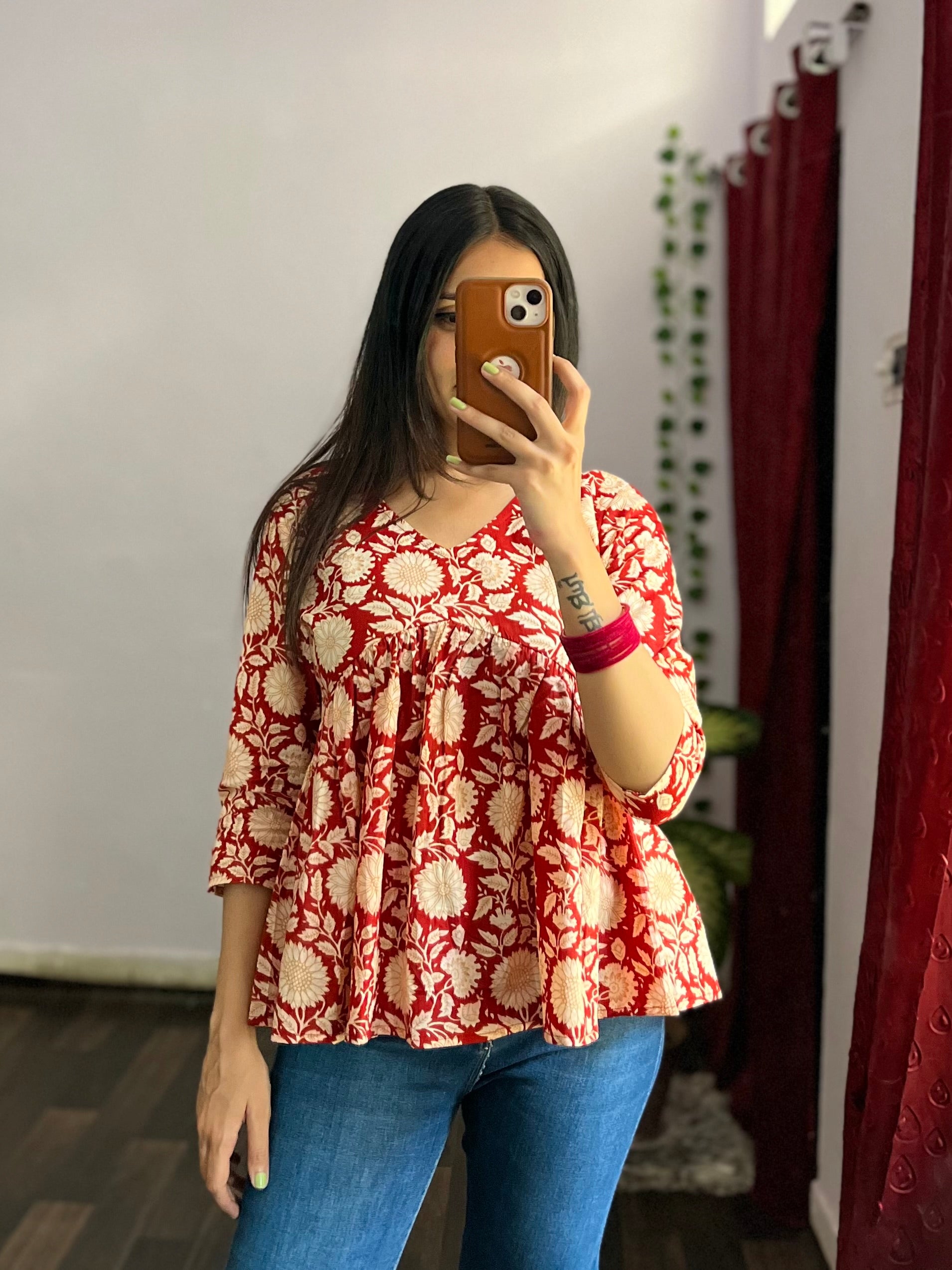 Scarlet Bloom Peplum Top