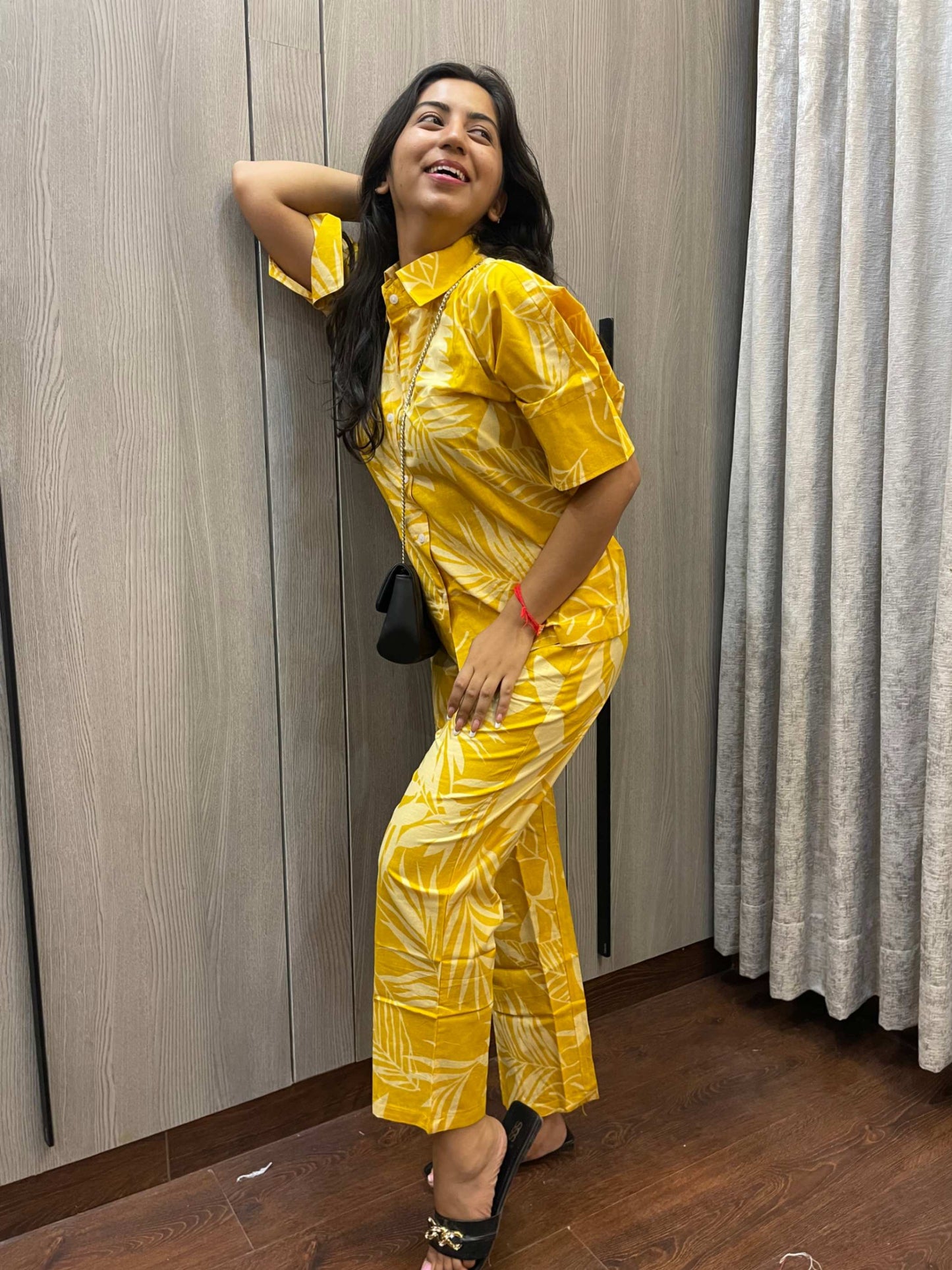 Yellow Shirt Style Co-Ord Set