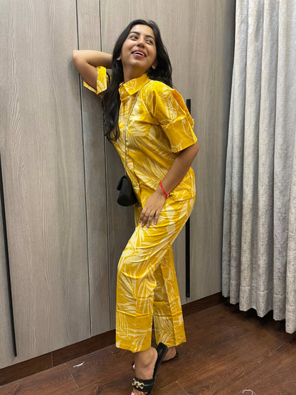 Yellow Shirt Style Co-Ord Set