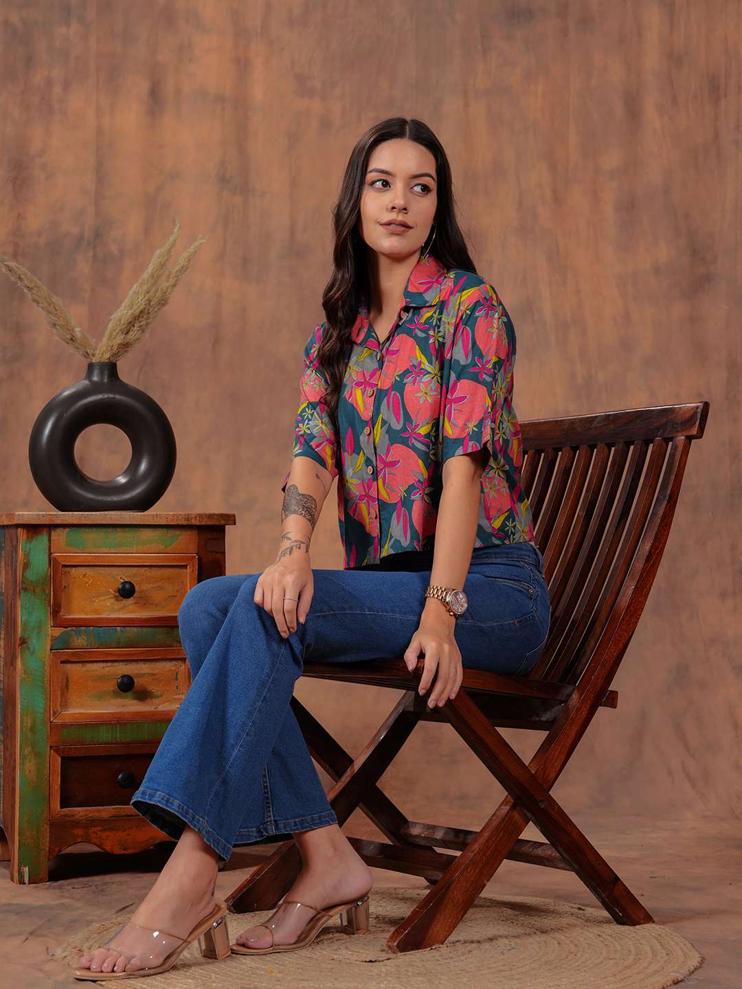 Tropical Bloom Crop Shirt