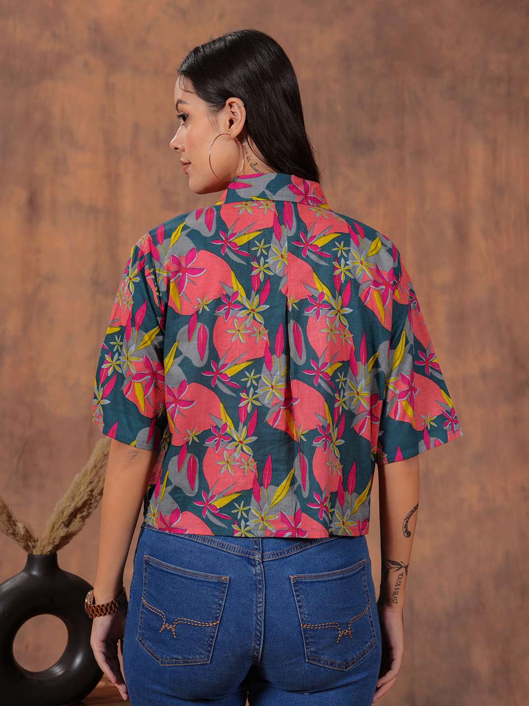 Tropical Bloom Crop Shirt