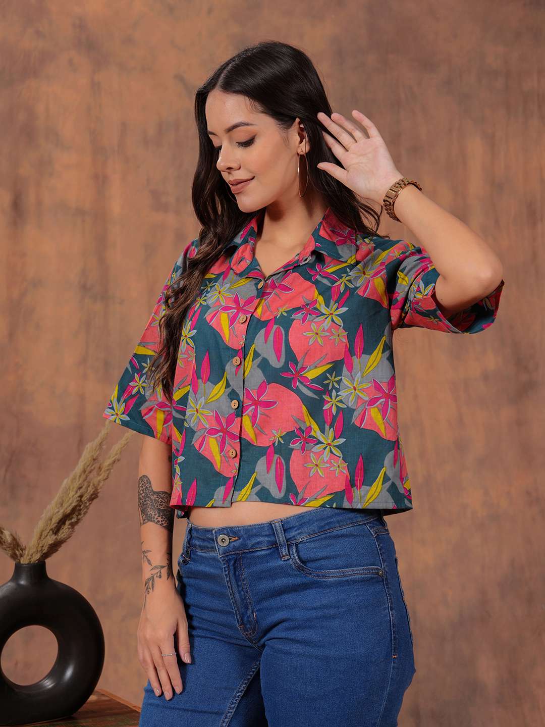 Tropical Bloom Crop Shirt
