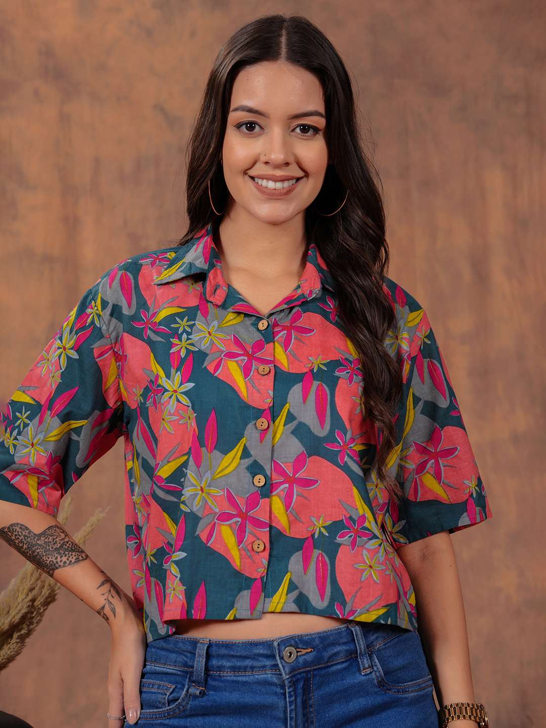 Tropical Bloom Crop Shirt