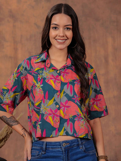 Tropical Bloom Crop Shirt