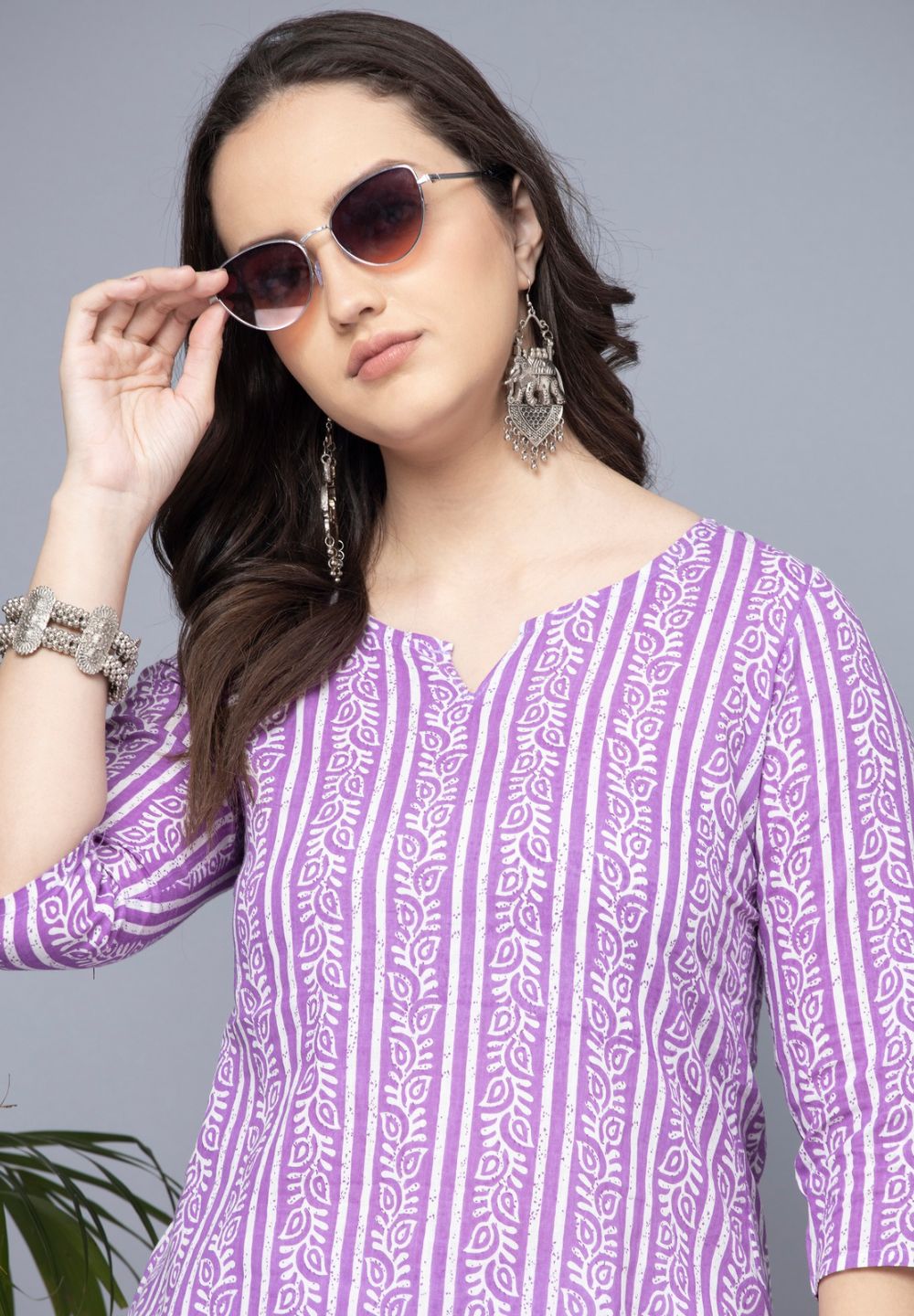 Shions Purple Women Printed Short kurti