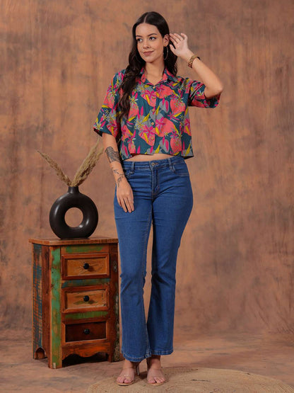 Tropical Bloom Crop Shirt