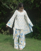 Blue Porcelain Farshi Salwar Set with Dupatta
