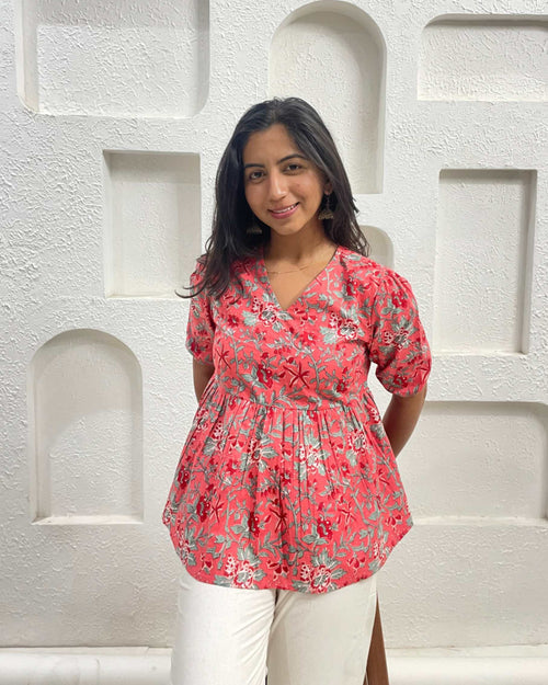 Peach Peplum Top