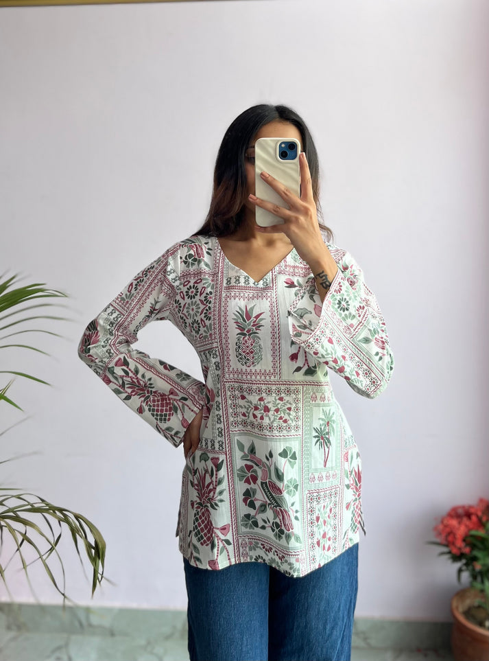 Pineapple Plus Size Kurti (pink)