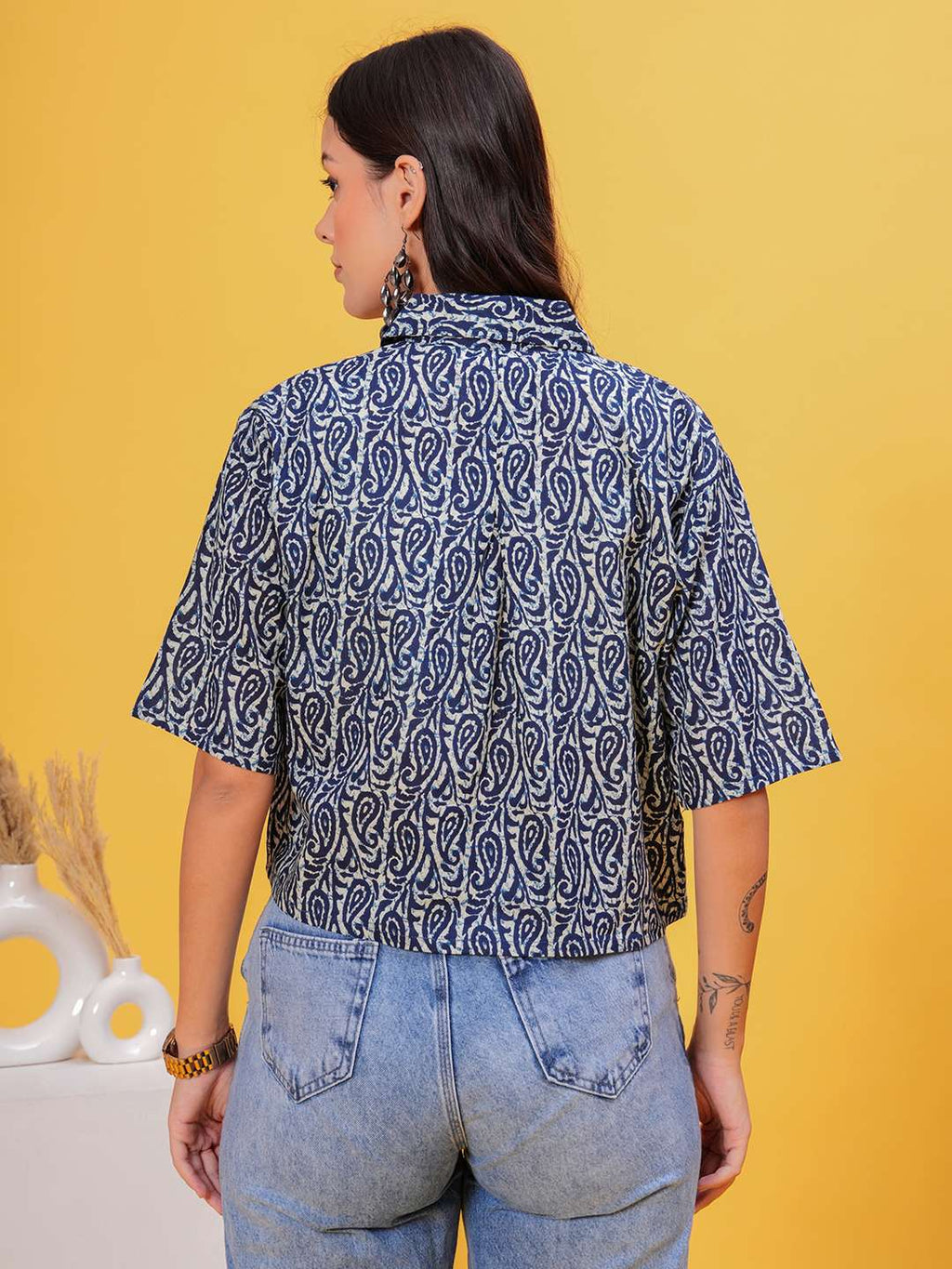 Blue Lines Crop Shirt
