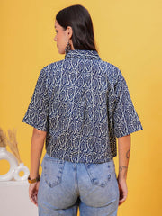 Blue Lines Crop Shirt