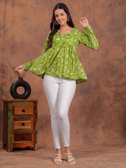 Green Full Peplum Top