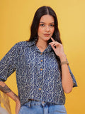 Blue Lines Crop Shirt
