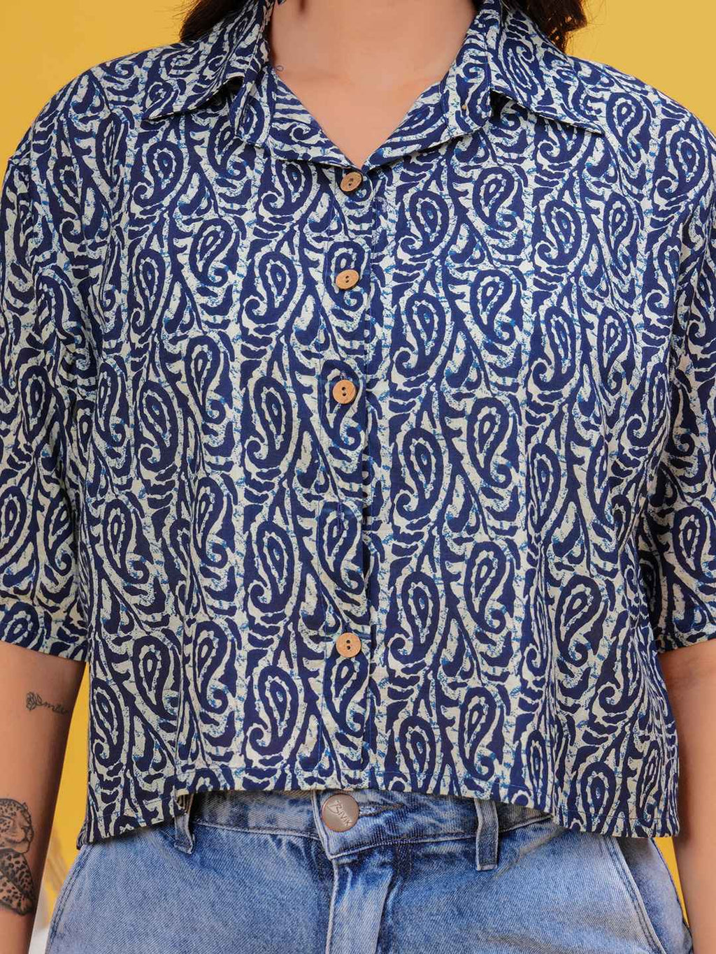 Blue Lines Crop Shirt