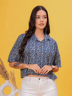 Blue Lines Crop Shirt