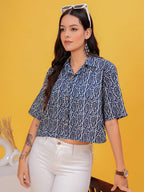 Blue Lines Crop Shirt