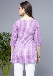Shions Purple Women Printed Short kurti