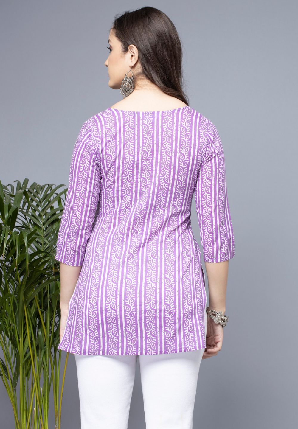 Shions Purple Women Printed Short kurti