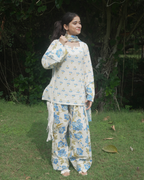Blue Porcelain Farshi Salwar Set with Dupatta