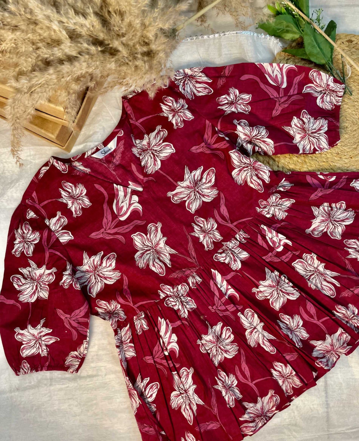 Wine Peplum Top