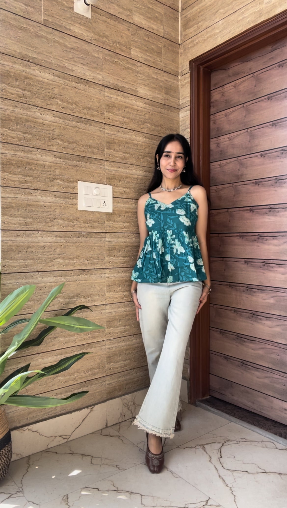 Garden Strap Peplum Top