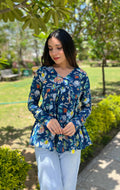 Turquoise blue peplum Top