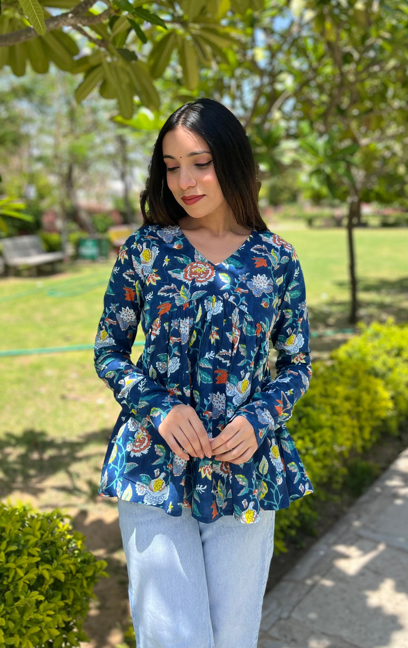 Turquoise blue peplum Top