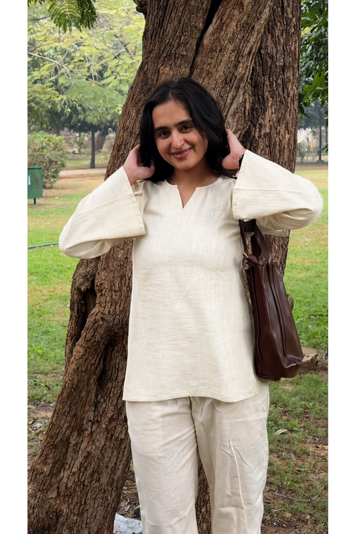 White Grace Solid Work Wear Kurti