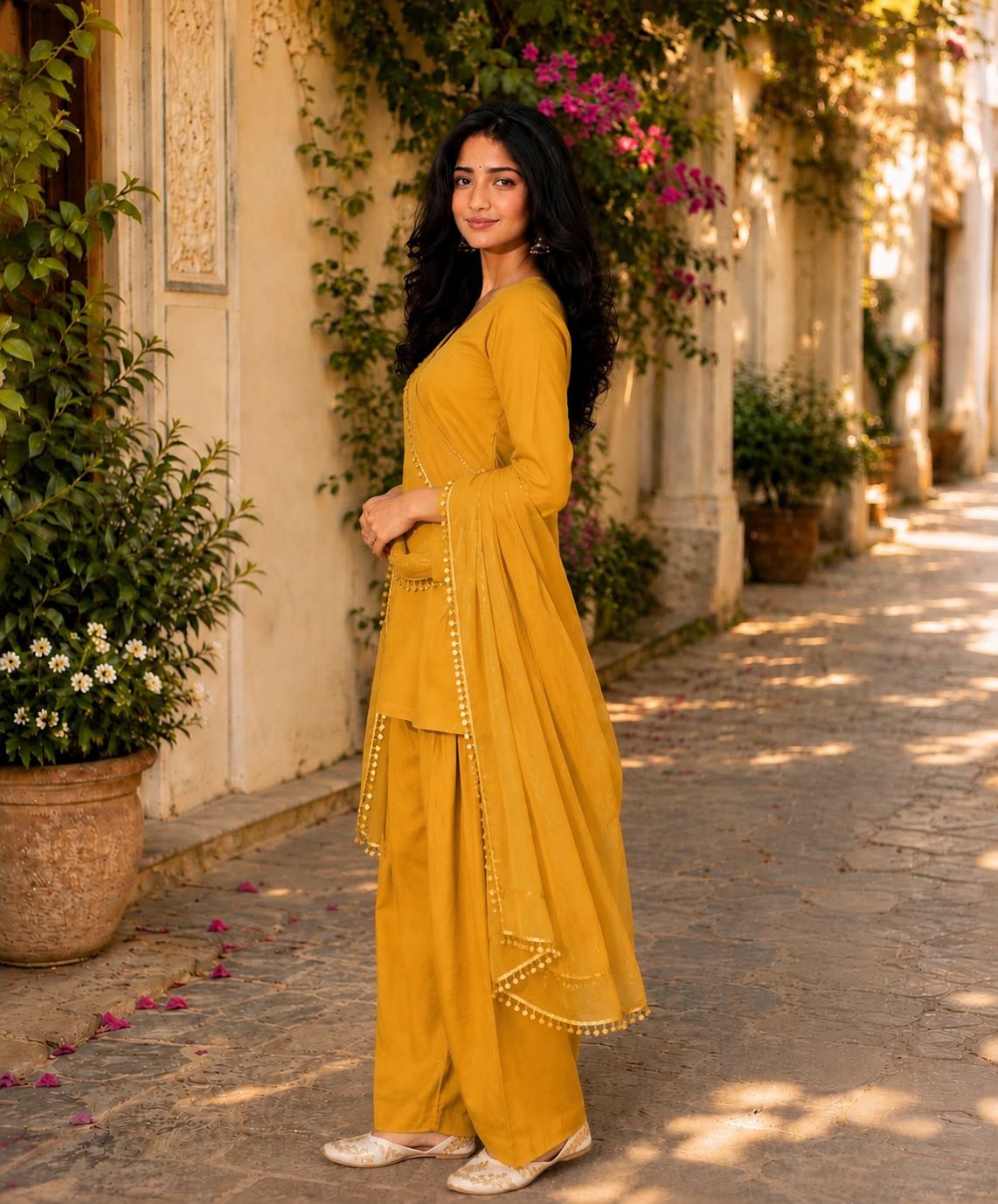 Yellow Farshi Salwar Set with Dupatta