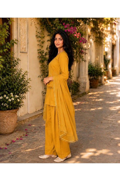 Yellow Farshi Salwar Set with Dupatta