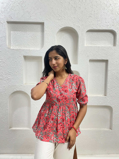 Peach Peplum Top
