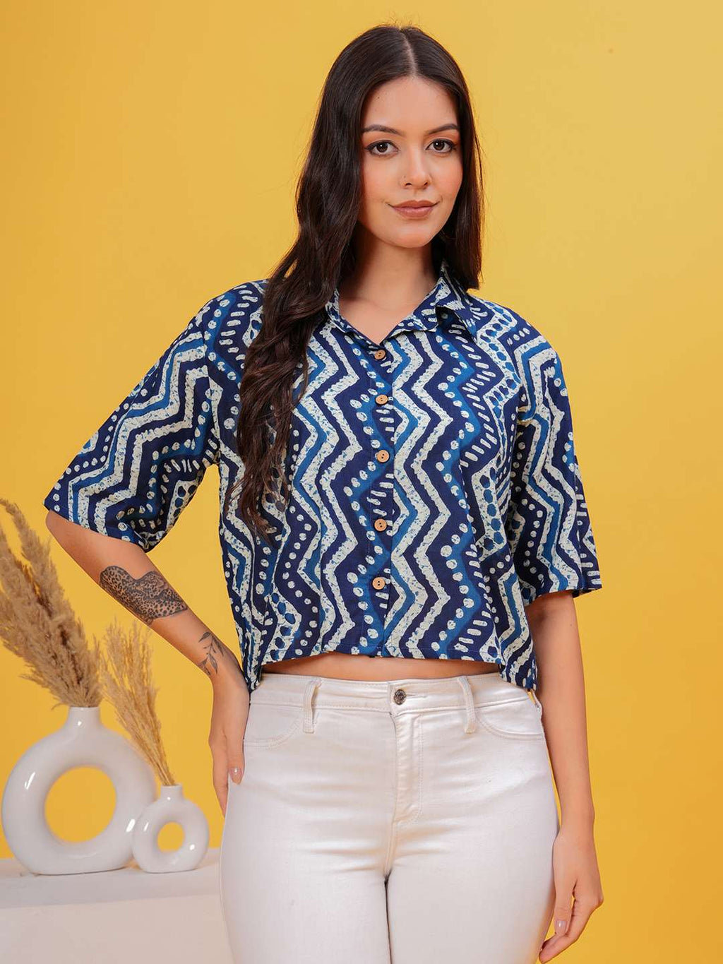 Cross Lines Crop Shirt