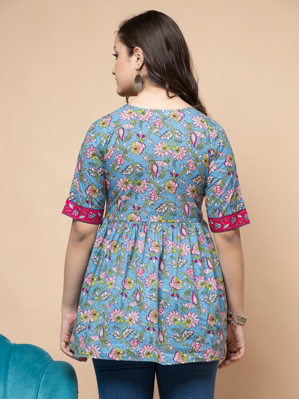 Shions Blue Women Printed Straight Kurta
