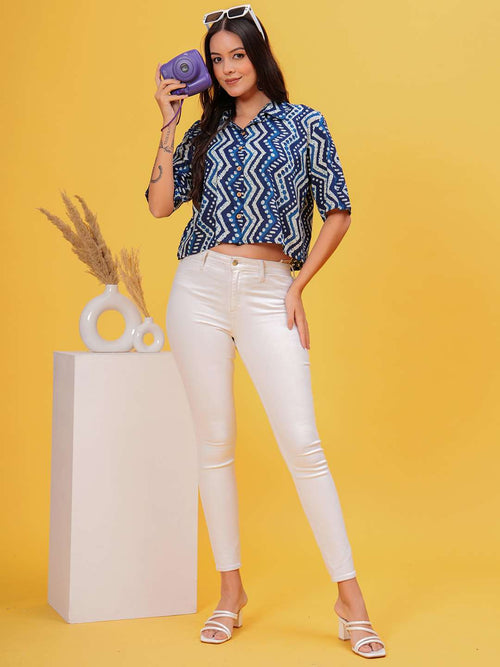 Cross Lines Crop Shirt