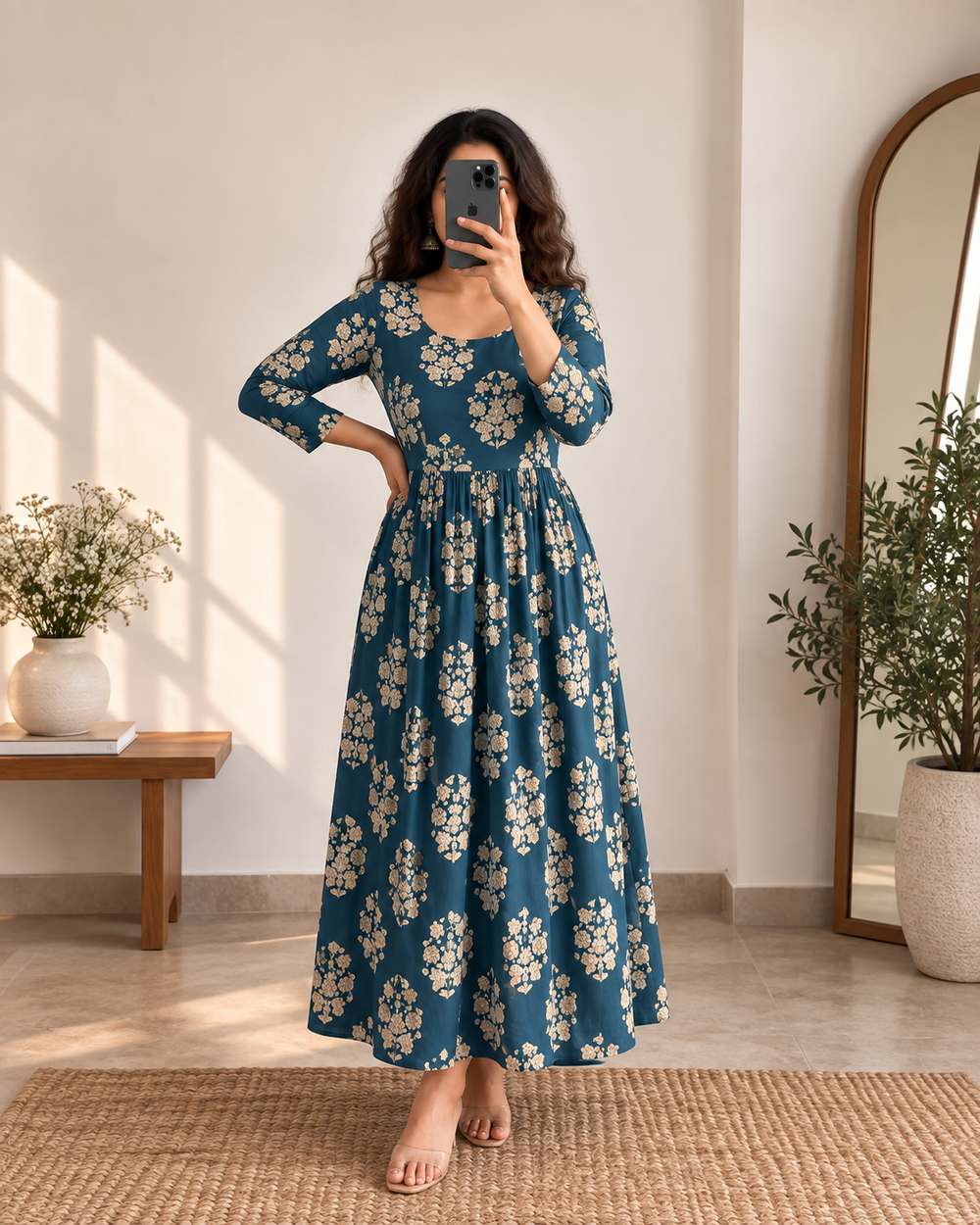 Teal Plum Anarkali Dress