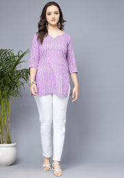 Shions Purple Women Printed Short kurti