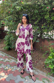 Khadi cotton Co-Ord Set(wine)